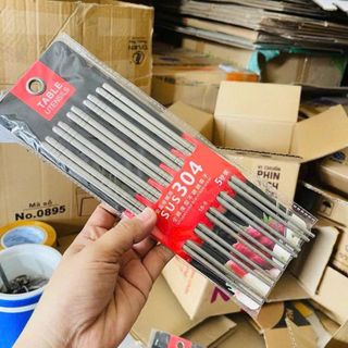 VỈ 5 ĐÔI ĐŨA INOX 304 CHỐNG TRƯỢT HÀN QUỐC CAO CẤP (T300)