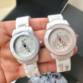 ĐỒNG HỒ NAM NỮ CAO CẤP CHANEU CERAMIC ĐÁ TRẮNG MẶT HOA