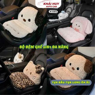 Đệm Ghế Ô Tô Đa Năng 2in1 Lông Mềm Mịn, Đệm Ngồi Tựa Lưng Êm Ái Trang Trí Nội Thất Xe