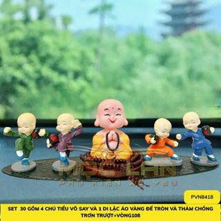 Sét 5 Món Ông Di Lặc Áo Vàng Và Bộ Tứ Không Tặng Thảm, Ở Đâu Có Phật Ở Đó Có Bình An - Otofunmoclan