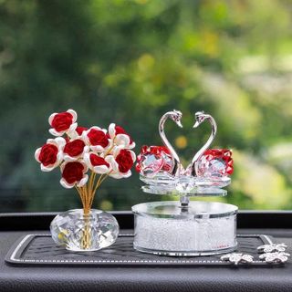 Set Thiên Nga Pha Lê Xoay Năng Lượng Mặt Trời Tặng Tinh Dầu Thơm Trang Trí Taplo Xe Hơi Sang Trọng