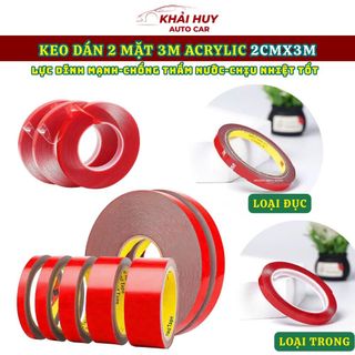 (2cmx3met) Băng Dính 3M 2 Mặt Trong Suốt Acrylic Foam Tapes – Băng Keo 3M Cường Lực Siêu Chắc Chuyên Dụng Ô Tô Xe Hơi