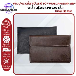 Bóp Ví Đựng Giấy Tờ Xe Ô Tô Đăng Ký Đăng Kiểm Bảo Hiểm In Chữ VẠN DẶM BÌNH AN Chất Liệu Da PU Cao Cấp