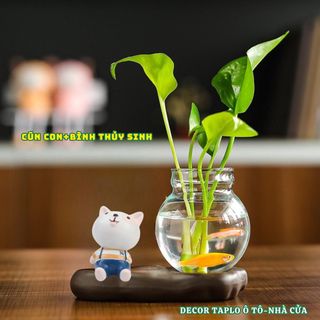 Sét Thú Cưng Bò Sữa, Ếch, Cô Giáo Cừu,Heo, Ngựa Vằn Kèm Bình Thủy Sinh – Trang Trí Bàn Học, Bàn Làm Việc, Taplo Ô Tô