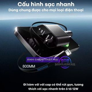Tẩu Sạc Nhanh Ô Tô 120W 5IN1 Bộ Sạc Xe Hơi USB Type-C, Tích Hợp 2 Dây Rút Gọn Và Búa Phá Kính