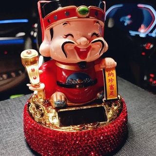 Trang trí taplo ô tô - Tượng Ông Thần-Tài Đính Đá Gật Đầu Mang lại may mắn cho gia chủ