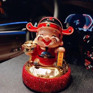 Trang trí taplo ô tô - Tượng Ông Thần-Tài Đính Đá Gật Đầu Mang lại may mắn cho gia chủ