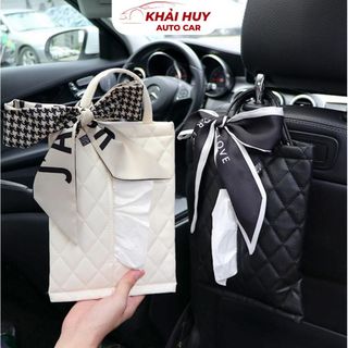 Túi Đựng Khăn Giấy Gắn Sau Ghế Xe Hơi Thắt Nơ Phong Cách Bắc Âu Sang Trọng khaihuyauto