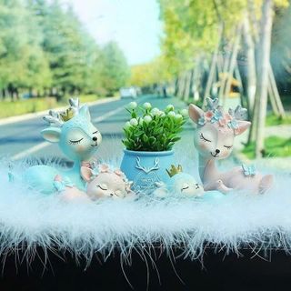Set Trang Trí Gia Đình Hươu Mini Đặt Taplo Ô Tô, Bàn Học, Phòng Khách – Phong Cách Đáng Yêu Khaihuyato