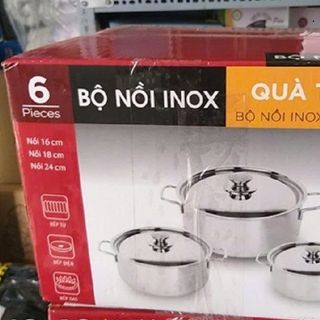 BỘ 3 NỒI INOX CÓ QUAI CAO CẤP HỘP ĐỎ