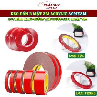 (3cm x 3met) Băng Keo 2 Mặt Trong Suốt Acrylic Foam – Keo Dán Siêu Dính Cường Lực Dán Ô Tô Xe Hơi