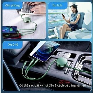 Phụ Kiện Sạc Điện Thoại Cáp Điện Thoại Đa Năng 3 Đầu Sạc Dây Rút 3 In 1 Sạc Nhanh 3A Cổng Chất Liệu Bền Gọn Nhẹ Tiện Lợi Phụ Kiện Sạc Điện Thoại
