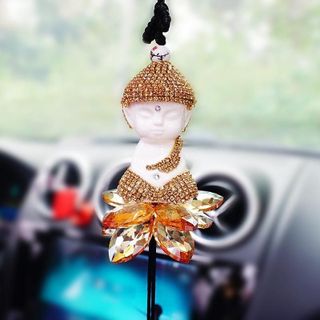 Khánh thích ca sen đá treo gương ô tô phong thuỷ Trang trí gương chiếu hậu đính đá pha lê sang trọng mang lại may mắn Nội Thất