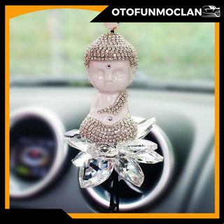Khánh thích ca sen đá treo gương ô tô phong thuỷ Trang trí gương chiếu hậu đính đá pha lê sang trọng mang lại may mắn Nội Thất