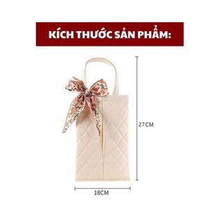 Túi Đựng Khăn Giấy Gắn Sau Ghế Xe Hơi Thắt Nơ Phong Cách Bắc Âu Sang Trọng khaihuyauto