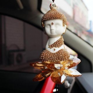 Khánh thích ca sen đá treo gương ô tô phong thuỷ Trang trí gương chiếu hậu đính đá pha lê sang trọng mang lại may mắn Nội Thất