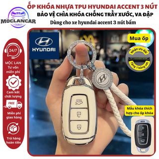Ốp khóa Hyundai Accent kona santafe 2018 - 2020  loại 3 nút - ốp mạ TPU mới nhất năm 2022 cao cấp sang trọng Móc Khoá Móc Khóa