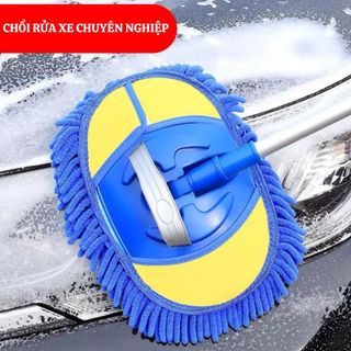 Chổi Rửa Xe Tô Tô Màu Xanh San Hô Cán Dài Tiện Loại Kèm Bông Lau Mềm Mại-Mộc Lan Car