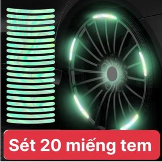 Set 20 Miếng Dán Phản Quang 7 màu Trang Trí Viền Bánh Xe ô tô , xe máy , xe đạp , mũ nón bảo hiểm thời trang cá tính