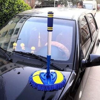 Chổi Rửa Xe Tô Tô Màu Xanh San Hô Cán Dài Tiện Loại Kèm Bông Lau Mềm Mại-Mộc Lan Car
