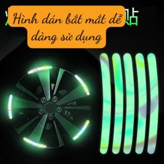 Set 20 Miếng Dán Phản Quang 7 màu Trang Trí Viền Bánh Xe ô tô , xe máy , xe đạp , mũ nón bảo hiểm thời trang cá tính