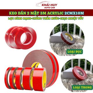 (2cmx10met) Băng Dính 3M 2 Mặt Trong Suốt Acrylic Foam Tapes – Băng Keo 3M Cường Lực Siêu Chắc Chuyên Dụng Ô Tô Xe Hơi
