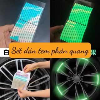 Set 20 Miếng Dán Phản Quang 7 màu Trang Trí Viền Bánh Xe ô tô , xe máy , xe đạp , mũ nón bảo hiểm thời trang cá tính
