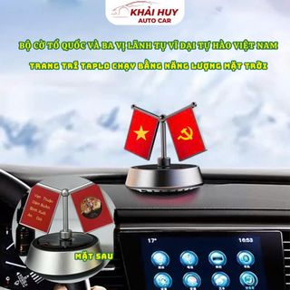 Bộ Cờ Tổ Quốc & 3 Vị Lãnh Tụ Trang Trí Ô Tô Chạy Bằng Năng Lượng Mặt Trời, Khuếch Tán Hương Thơm Tặng Tinh Dầu