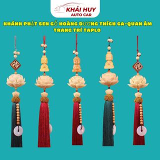 Khánh Treo Gương Ô Tô Quan Âm- Thích Ca Hoa Sen – Gỗ Hoàng Dương Cao Cấp Khaihuyauto