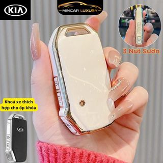 ( 3 Nút Sườn ) Ốp chìa khóa, bọc chìa Kia Cerato 2019 - 2020 - 2021 chất liệu TPU Viền Bạc bảo vệ chìa khóa