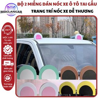 Bộ 2 Miếng Dán Nóc Xe Tai Gấu Dễ Thương Trang Trí Nóc Xe Ô Tô Trang Trí Xe Thêm Phần Đáng Yêu