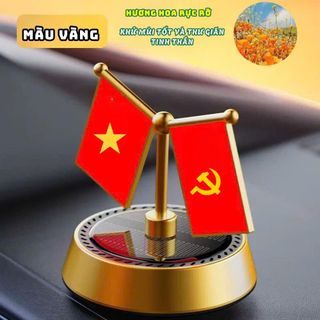 Bộ Cờ Tổ Quốc & 3 Vị Lãnh Tụ Trang Trí Ô Tô Chạy Bằng Năng Lượng Mặt Trời, Khuếch Tán Hương Thơm Tặng Tinh Dầu