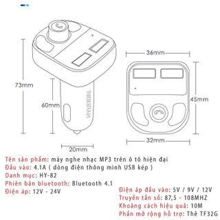 Tẩu Sạc Ô Tô Kết Nối Bluetooth HY-87 Hiển Thị Mức Điện Áp Có Hỗ Trợ Đàm Thoại Rảnh Tay Phụ Kiện