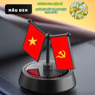 Bộ Cờ Tổ Quốc & 3 Vị Lãnh Tụ Trang Trí Ô Tô Chạy Bằng Năng Lượng Mặt Trời, Khuếch Tán Hương Thơm Tặng Tinh Dầu