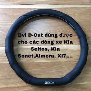 Bọc Vô Lăng Sparco Dáng D-Cut - Size 38cm - Cho Xe Seltos, Suzuki XL7,... Chất Liệu Da Pu Mềm Mại Chắc Tay Lái