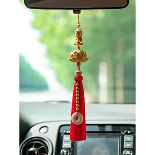 Khánh Treo Gương Ô Tô Quan Âm- Thích Ca Hoa Sen – Gỗ Hoàng Dương Cao Cấp Khaihuyauto