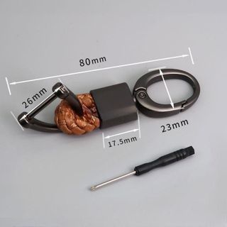 Móc Khóa ô tô, Xe Máy Titan,Tinh Tế Bền Chắc Phối  Da Dây Bện tặng kèm 1 tua vít Tháo Lắp Women Móc Khoá Móc Chìa Khoá Kiềng