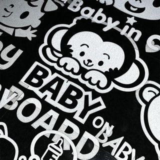 Baby In Car Nhãn Dán Phản Quang Nhãn Dán Cảnh Báo Mẹo Xe Hơi Phụ Kiện Kính Chắn Gió Cửa Sổ Ô Tô Decal