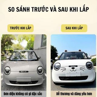 Bộ 2 Miếng Dán Nóc Xe Tai Gấu Dễ Thương Trang Trí Nóc Xe Ô Tô Trang Trí Xe Thêm Phần Đáng Yêu