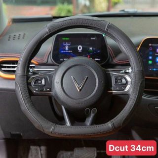 Bọc Vô Lăng VINFAST VF6,VF7 Bọc D CUT Size 34cm Dáng 3 Sọc Thể Thao Cao Cấp