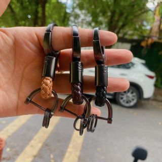 Móc Khóa ô tô, Xe Máy Titan,Tinh Tế Bền Chắc Phối  Da Dây Bện tặng kèm 1 tua vít Tháo Lắp Women Móc Khoá Móc Chìa Khoá Kiềng