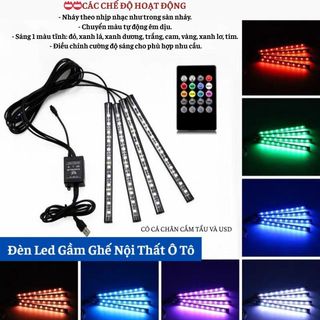 Đèn Led Gầm Ghế Nội Thất Ô Tô Nháy Theo Nhạc, Nhiều chế Độ Màu Sắc