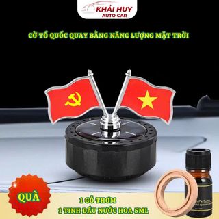 Cờ Tổ Quốc Quay Năng Lượng Mặt Trời-Trang Trí Taplo Ô Tô Tặng Kèm Tinh Dầu|Khử Mùi-Khuếch Tán Hương Thơm