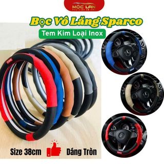 Bọc Vô Lăng Sparco Tem Kim Loại Inox - Dáng Tròn - Size 38cm Phù Hợp Mọi Dòng Xe (BVL F5)