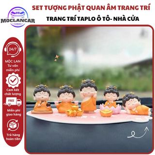 Sét Tượng Quan Âm Mini Dễ Thương-Tượng Quan Âm Ngồi Thiền Trang Taplo ô Tô,Bàn Làm Việc