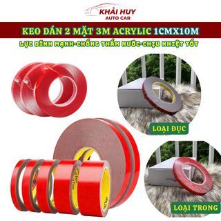 (1cmx10m) Băng Keo 2 Mặt Trong Suốt Acrylic Foam – Keo Dán Siêu Dính Cường Lực Dán Ô Tô Xe Hơi