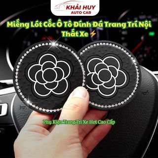 Miếng Lót Cốc Chống Trượt Cách Nhiệt trên Ô Tô Xe Hơi Đính Đá Sang Trọng