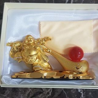 Tượng Phật Di Lặc Kéo Ngọc Mạ Vàng Trang Trí Taplo Xe Ô Tô, Bàn Làm Việc, Phòng Khách, Bàn Học,…khaihuyauto