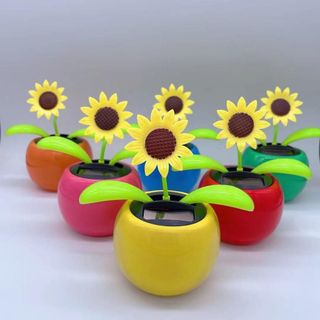 Đồ trang trí ô tô chậu hoa hướng dương lắc lư sử dụng năng lượng mặt trời trang trí taplo ô tô