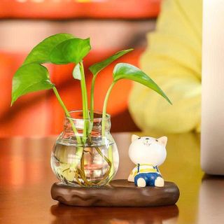 Sét Thú Cưng Bò Sữa, Hươu, Sư Tử, Thỏ Kèm Bình Thủy Sinh – Trang Trí Bàn Học, Bàn Làm Việc